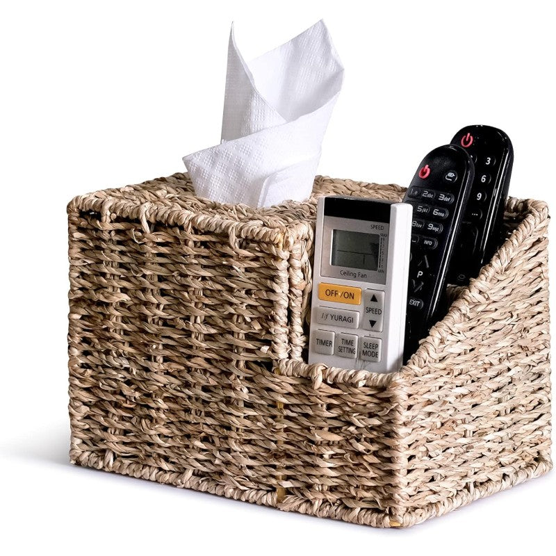 Multifunctional Tissue Box Tissue Storage Box Tissue Box Cover Square nightstand Organizer Bedside Organizer Remote Holder for Bed Boho Tissue Box