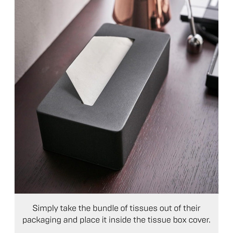 1pc Modern Rectangular Tissue Box Holder - Heavy-Duty Powder-Coated Steel Storage Cabinet with Open-Top Lid, Space-Saving Design for Kitchen, Bathroom, Bedroom - Black/White Options Available, Fits Tissues & Small Spaces (Compatible with Tower Collection)
