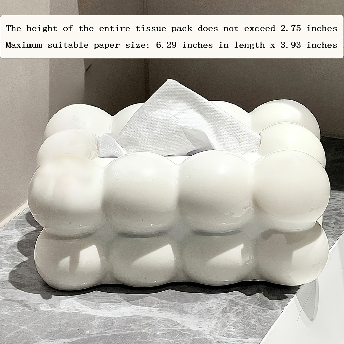 1pc Light Luxury Tissue Box, Living Room Premium Household Tissue Box, Bubble Shape Plastic Draw Paper Box, Napkin Paper Box, Home Supplies 7.87"*5.51"*3.54"