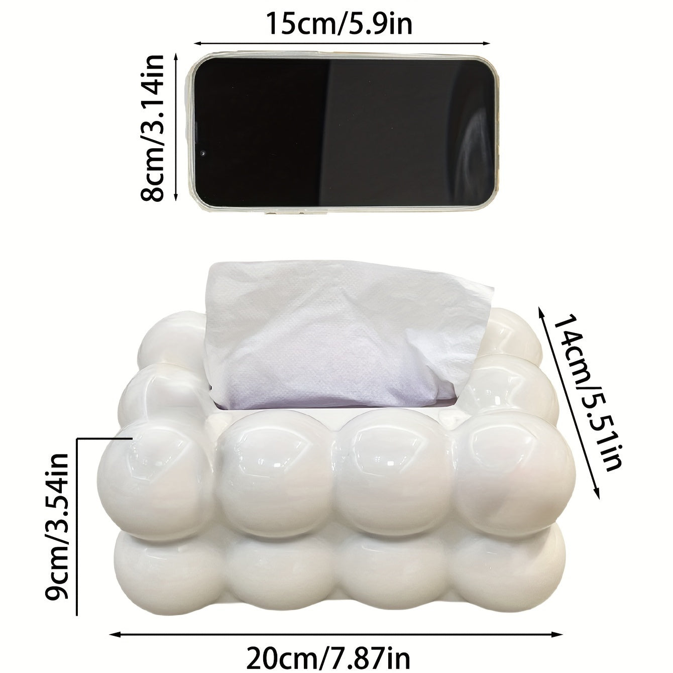 1pc Light Luxury Tissue Box, Living Room Premium Household Tissue Box, Bubble Shape Plastic Draw Paper Box, Napkin Paper Box, Home Supplies 7.87"*5.51"*3.54"
