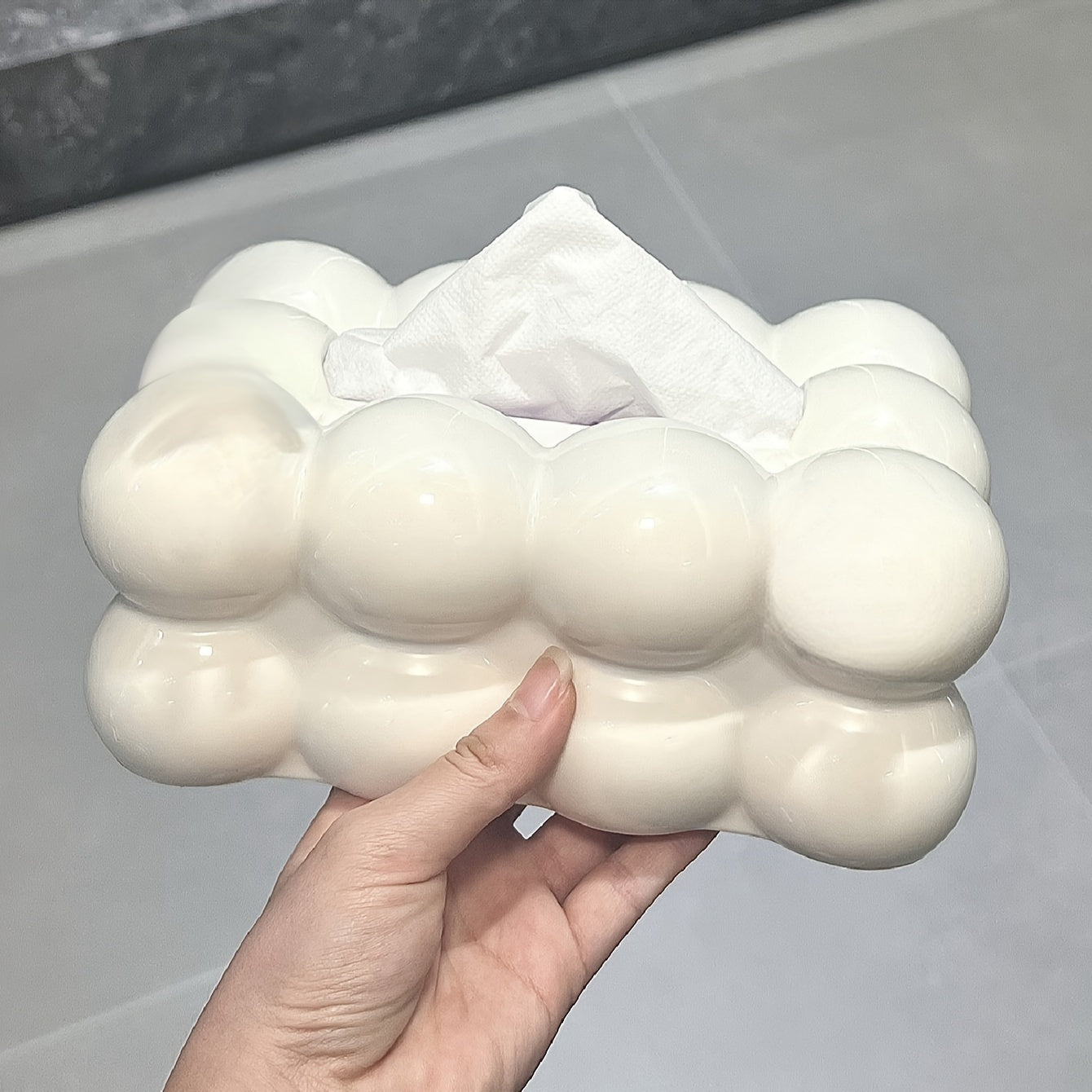 1pc Light Luxury Tissue Box, Living Room Premium Household Tissue Box, Bubble Shape Plastic Draw Paper Box, Napkin Paper Box, Home Supplies 7.87"*5.51"*3.54"
