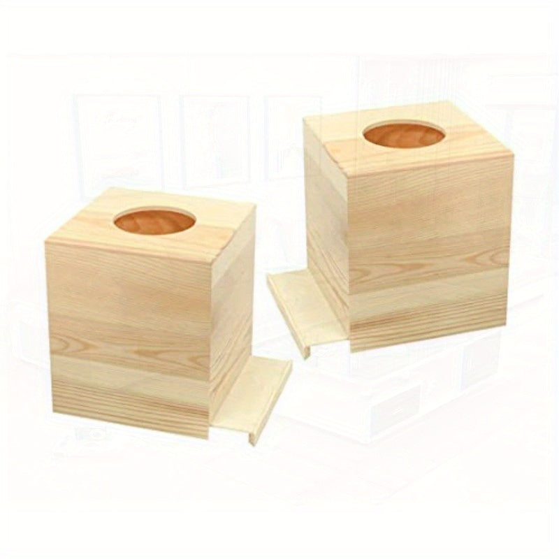 2-Pack Unfinished Wooden Square Tissue Box Covers - 5, 1x5, 1x6 Inch Natural Wood Tissue Holders for Crafts, DIY Projects, Bathroom & Home Decor - Durable Wooden Tissue Boxes for Bathroom, Kitchen, Office, Craft Supplies, Simple Design, Smooth Finish,