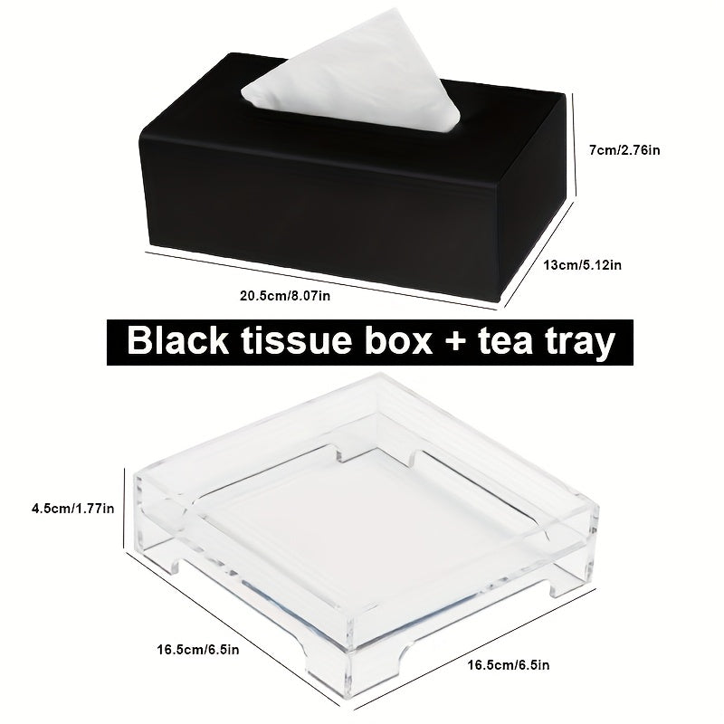 2pcs Acrylic Tissue Box, Napkin Extractor, Tea Cup Holder, Spill-proof Tea Coaster, Tissue Box And Tea Coaster Set