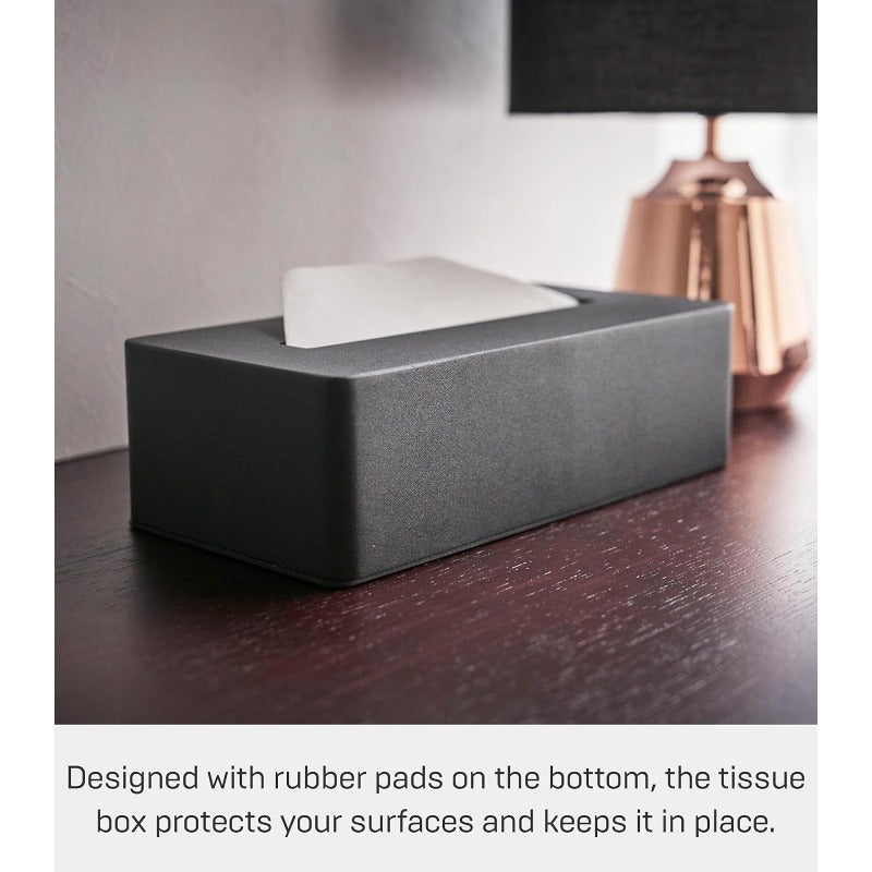 1pc Modern Rectangular Tissue Box Holder - Heavy-Duty Powder-Coated Steel Storage Cabinet with Open-Top Lid, Space-Saving Design for Kitchen, Bathroom, Bedroom - Black/White Options Available, Fits Tissues & Small Spaces (Compatible with Tower Collection)