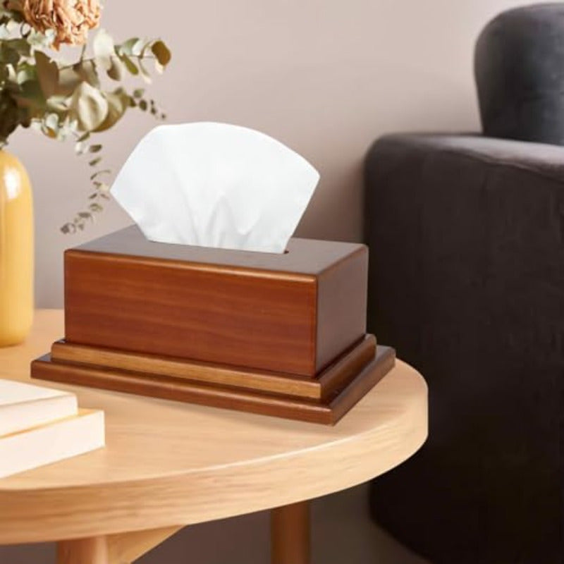 Solid Wood Tissue Box Cover with Hidden Secret Storage Compartment - Hidden Organizer for Bathroom, Living Room, Office - Decorative Cube tissue holder with Smooth Dispensing Slot, Fits Standard Rectangular Boxes (9.5x5.5x2.36in) - Ideal for Home,