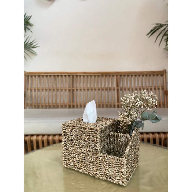 Multifunctional Tissue Box Tissue Storage Box Tissue Box Cover Square nightstand Organizer Bedside Organizer Remote Holder for Bed Boho Tissue Box