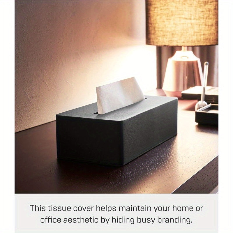 1pc Modern Rectangular Tissue Box Holder - Heavy-Duty Powder-Coated Steel Storage Cabinet with Open-Top Lid, Space-Saving Design for Kitchen, Bathroom, Bedroom - Black/White Options Available, Fits Tissues & Small Spaces (Compatible with Tower Collection)