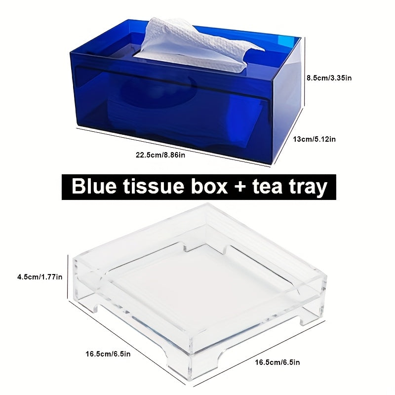 2pcs Acrylic Tissue Box, Napkin Extractor, Tea Cup Holder, Spill-proof Tea Coaster, Tissue Box And Tea Coaster Set