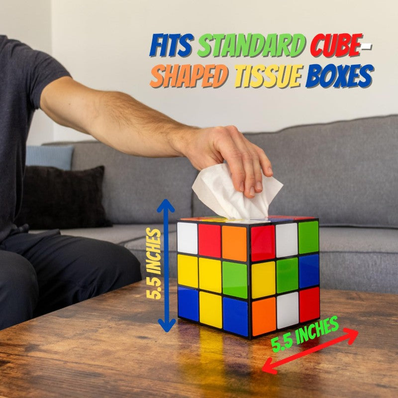 Magic Cube Tissue Box Cover Retro Home Decor Funky Furniture Magnetic Bottom Lid Fun House 80 s Home Decor Funny Tissue Box Cover