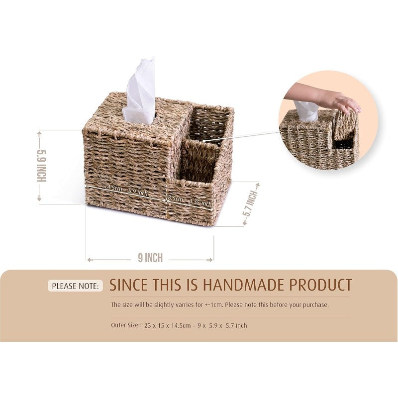 Multifunctional Tissue Box Tissue Storage Box Tissue Box Cover Square nightstand Organizer Bedside Organizer Remote Holder for Bed Boho Tissue Box